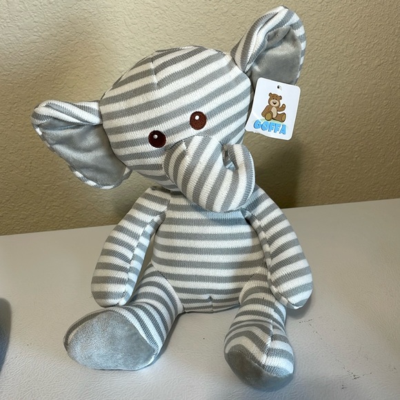 GOFFA Toys Goffa Gray White Striped Elephant Stuffie New Condition